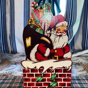 Vintage chimney Christmas card holder 1960s made in Japan